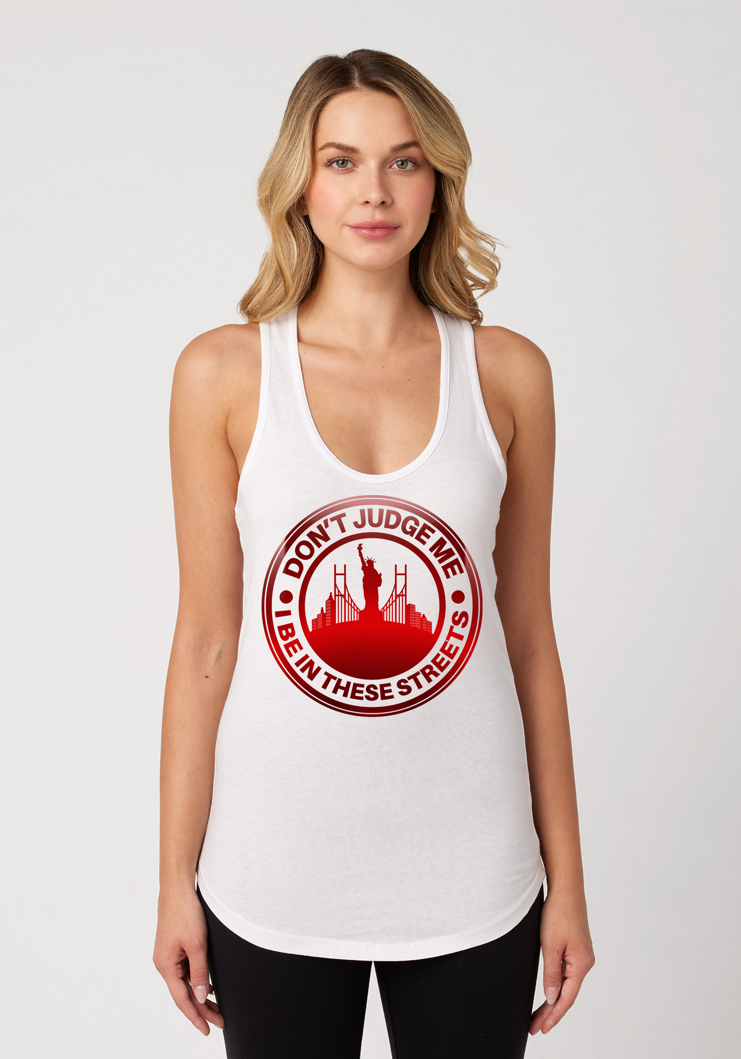 White Women's Racerback Tank - The City