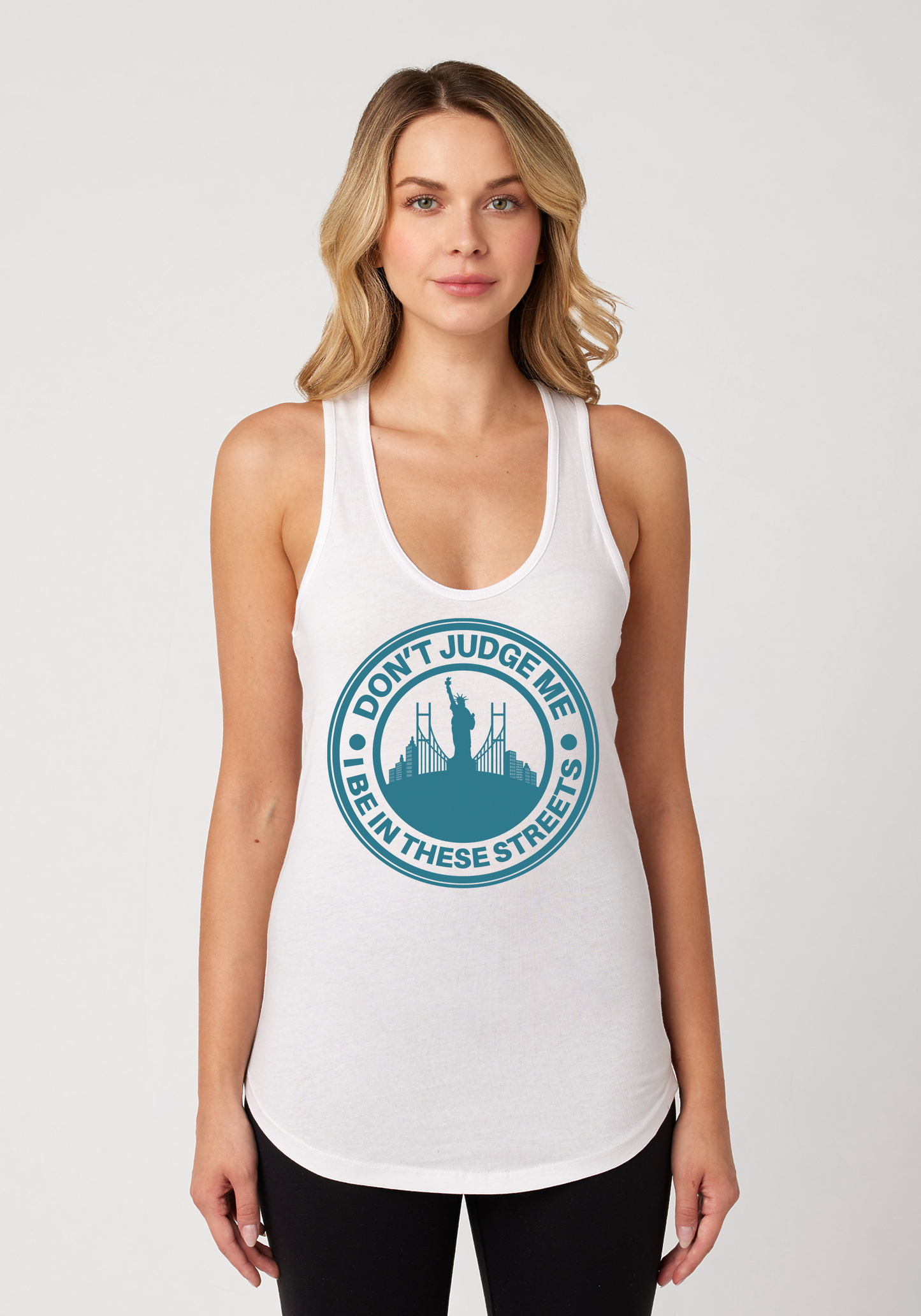White Women's Racerback Tank - The City